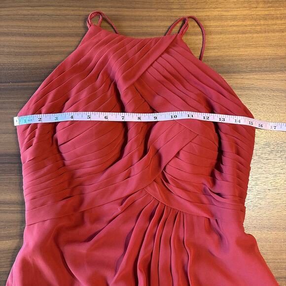 Azazie Rust Maxi Sheer Lace Back Halter Neck Dress Bridesmaid, Wedding Guest, 6 - Picture 5 of 9